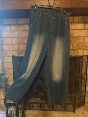 ZENANA Wide Leg Elastic Waist Pants - Navy